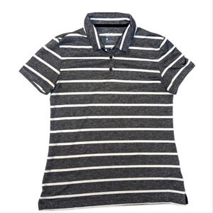 Nike Woman's Dri - Fit Golf Short Sleeve T Shirt Polo Heather Grey Striped Small